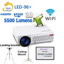 2017 New LED96 wifi LED Android 3D font b Projector b font 5500lumens Video Full HDMI