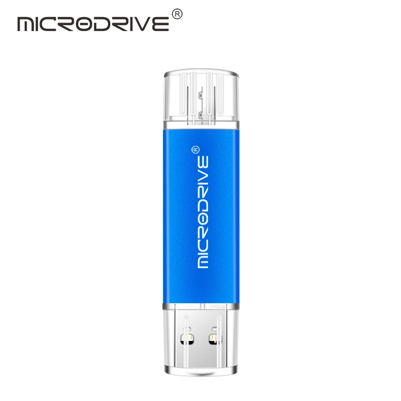 Флеш-накопитель MicroDrive OTG, 4 ГБ, 8 ГБ, 16 ГБ, usb карта памяти, флеш-накопитель, металлическая флешка, 32 ГБ, 64 ГБ, usb флеш-накопитель для телефона, логотип на заказ - Цвет: Синий