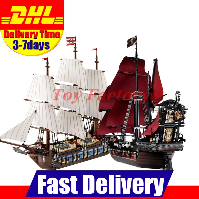 

LEPIN 22001 Imperial Warships + 16009 Queen Anne's revenge Model Building Blocks For children Pirates Toys Clone 10210 4195