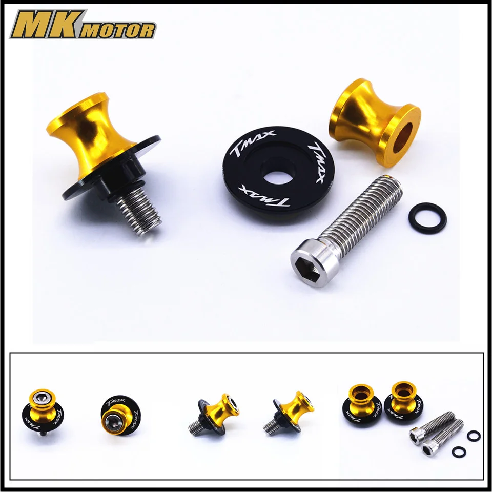 

10mm With TMAX LOGO motorcycle accessories CNC Swingarm Sliders Spools screws bolts for Yamaha TMAX 530 500
