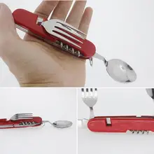 Портативный складные столовые приборы Многофункциональный столовые приборы для кемпинга Столовые приборы, вилка, ложка вина Нож для ножа для бутылок 6-в-1