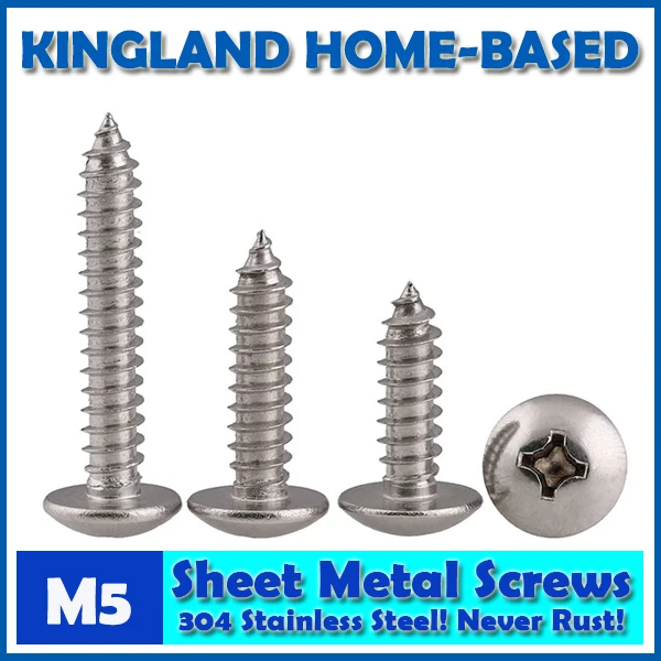 

M5 Phillips Cross Recessed Mushroom Truss Head Self Tapping Wood Metal Sheet Screws 304 Stainless Steel DIY Repair Never Rust