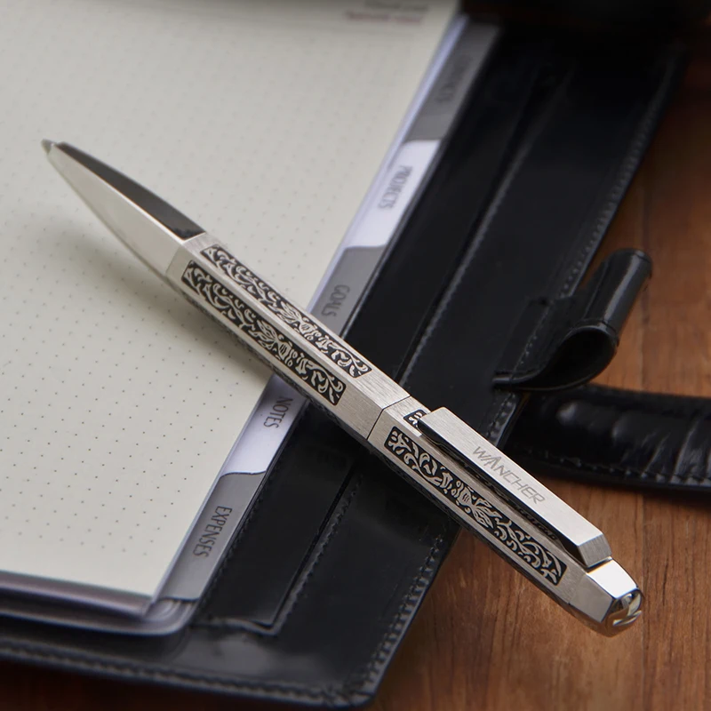 

Wancher Ballpoint Pen Handcraft Hexabesco Brass Palladium GoldFish Stationery for School Office Supplies Pen for Writing 2020
