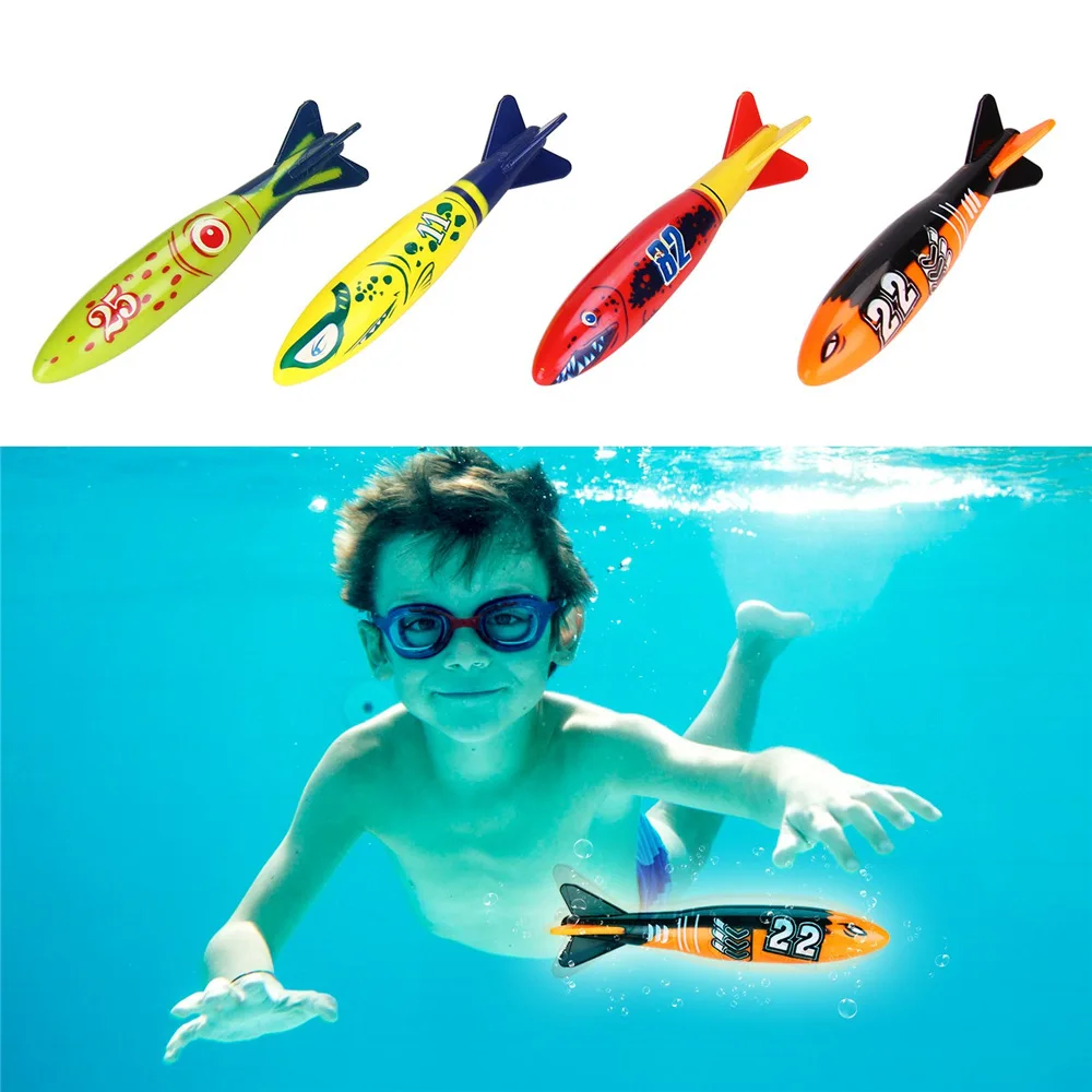 

Child Swimming Pool Toy Diving Practise Tin Fish Toy Set 4pcs