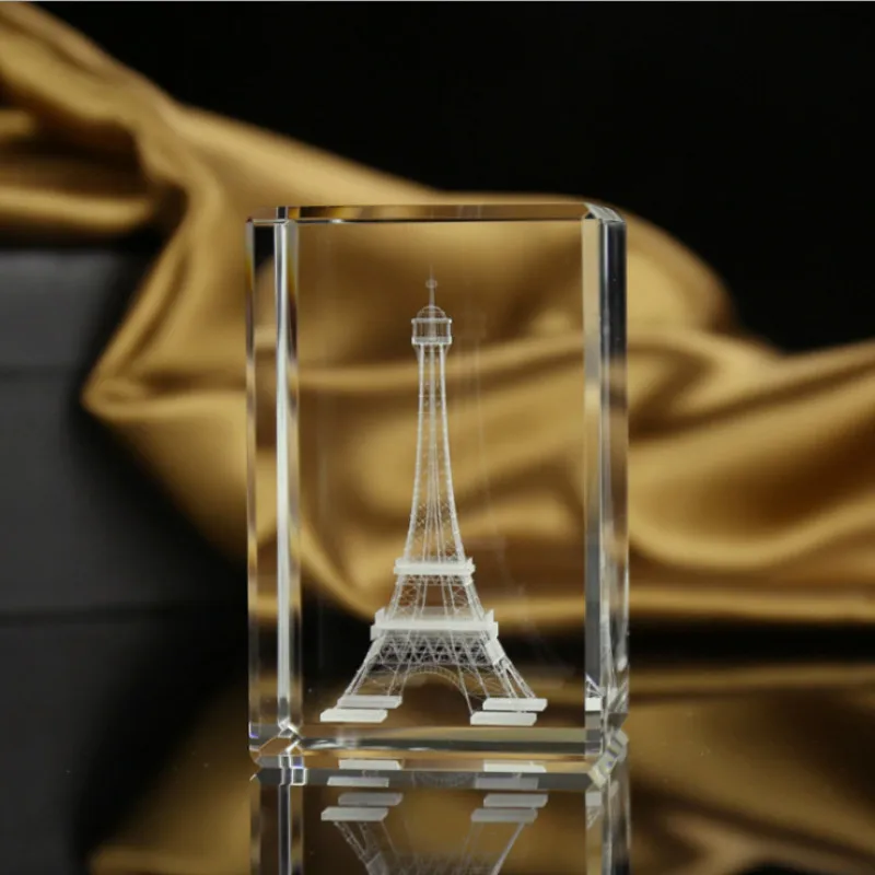 3D лазерная гравировка La Tour Tower Cube Кристалл Пресс-Папье фэн-шуй украшение дома аксессуар Парижская Коллекционная модель