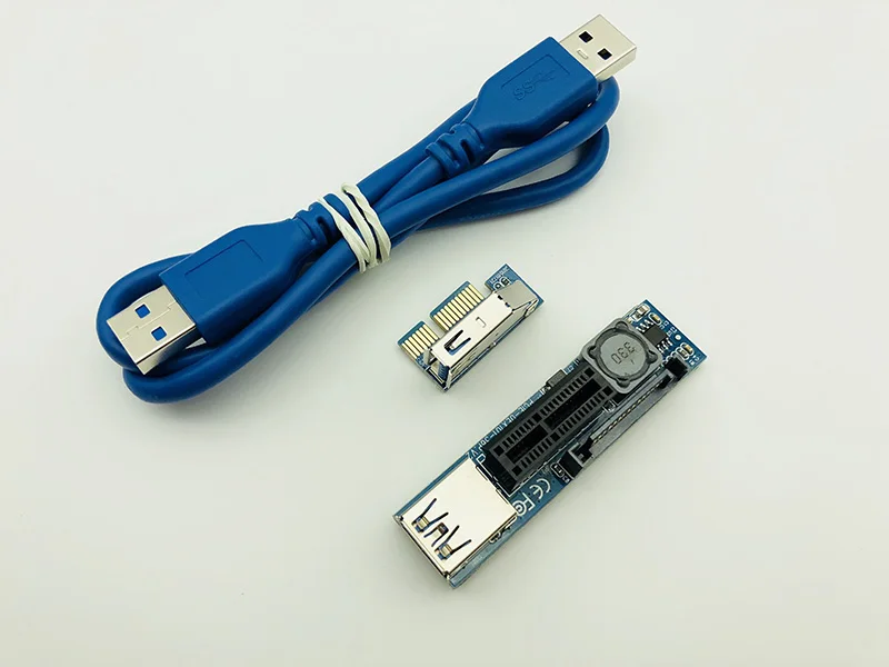 PCI-E удлинитель PCI E 1X до 1X Riser USB 3,0 кабель SATA питание работает для материнской платы PCI-E x1 слот Bitcoin Miner Antminer Майнинг