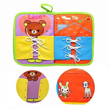 

8 Pages Montessori Dress Boards Quiet Cloth Book Early Learning Basic Life Skills Toys - Zip, Snap, Button, Buckle, Lace & Tie