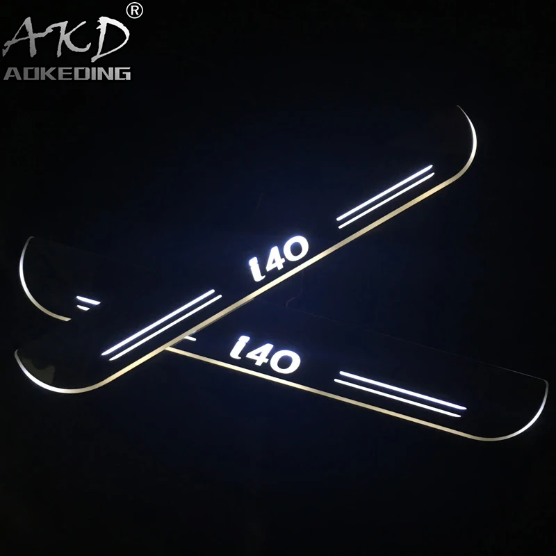 

AKD 4PCS Acrylic Moving LED Welcome Pedal Car Scuff Plate Pedal Door Sill Pathway Light For Hyundai I40 2015 2016 2017 2018