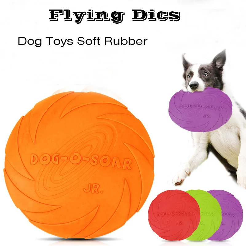 Interactive Flying Discs Dog Chew Toys Resistance Bite Soft Rubber