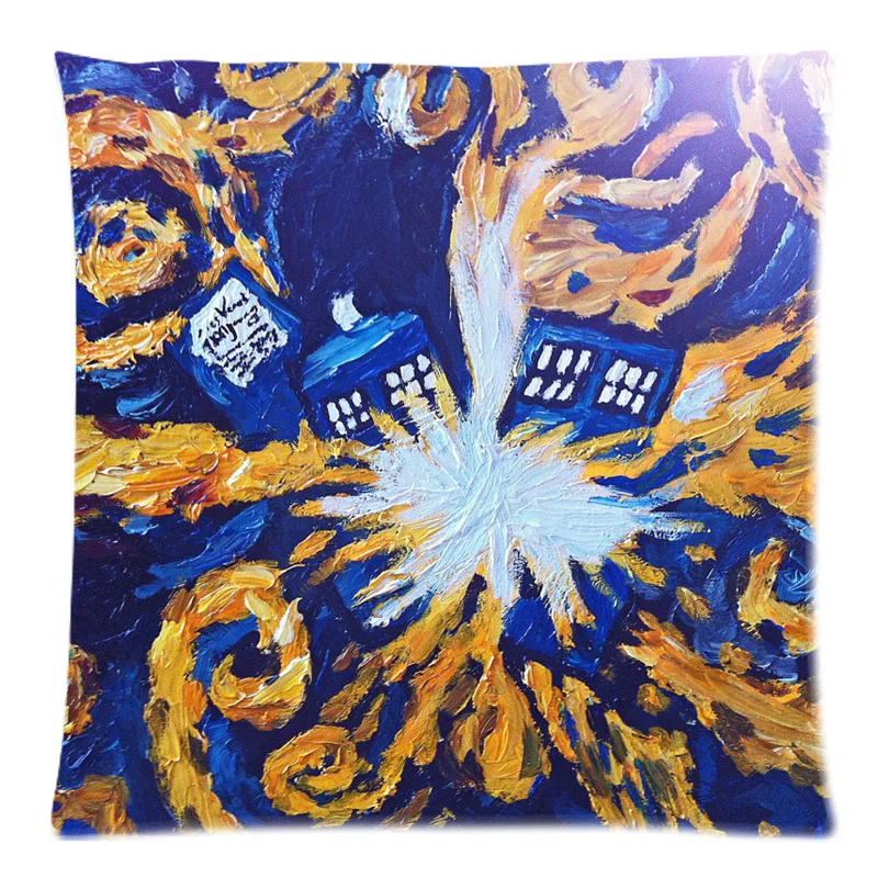 Наволочка с принтом Доктор Кто и Винсент Ван Гог 45X45 см|cushion cover|cotton linen cushion coverslinen