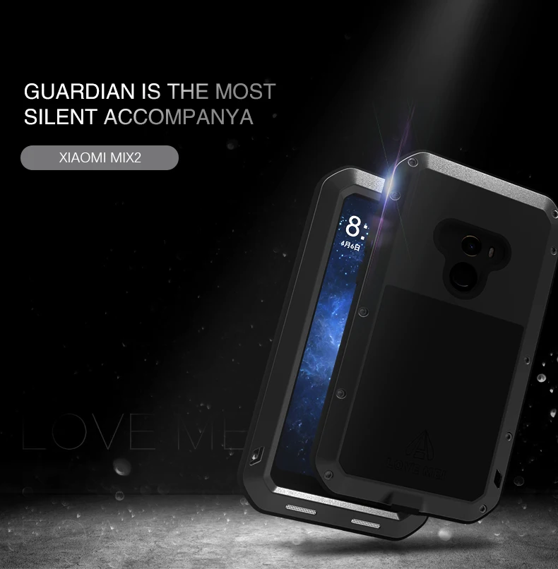 Gorilla glass film gift) LOVE MEI металлический водонепроницаемый чехол для Xiaomi MIX 2 5 7 дюймов