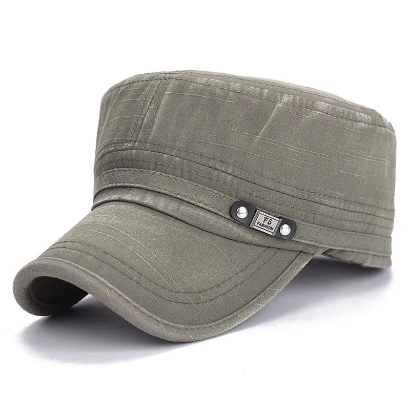 

Simple Stylish Army Military Cotton Flat Roof Trucker Hat Baseball Cap For Men Outdoor Casquette KS-shipping