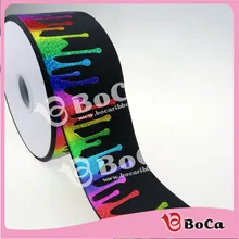 100 ярдов " 75 мм Радужная краска голограмма grosgrain лента принимаем на заказ и оптом