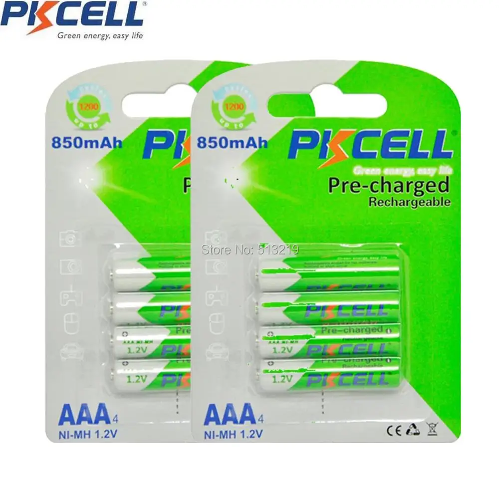 PKCELL 3A 1,2 V AAA 8 шт/2 упаковка NIMH LSD аккумуляторная батарея в 850mah aaa емкость батареи для дистанционного управления игрушки