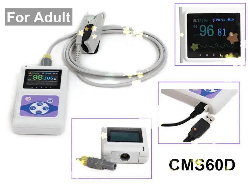 

NEW FDA CE Handheld Pulse Oximeter Spo2 Monitor +PC Software CMS60D