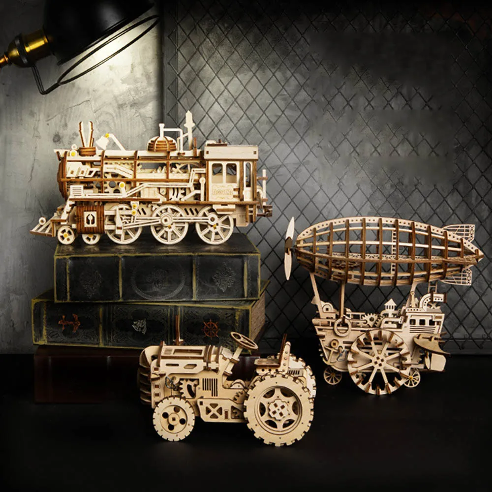 3D деревянные фигурки DIY украшение для дома корабль дирижабль трактор DIY сборка модели креативный Настольный подарок украшения