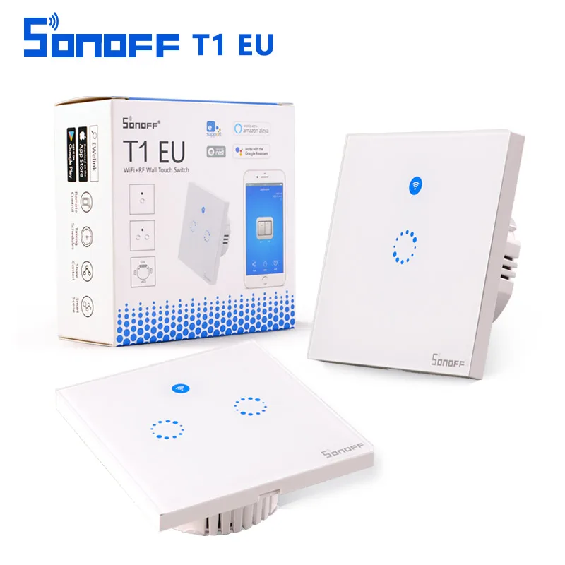 Sonoff T1 ЕС 1/2 Gang Touch/WiFi/RF 433/приложение Smart Wi-Fi стены Light Touch переключатель для Home