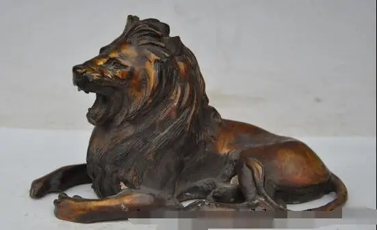 

S1140 8"chinese fengshui bronze roar angry animal lion King of the forest beast statue discount 30% (C0324)