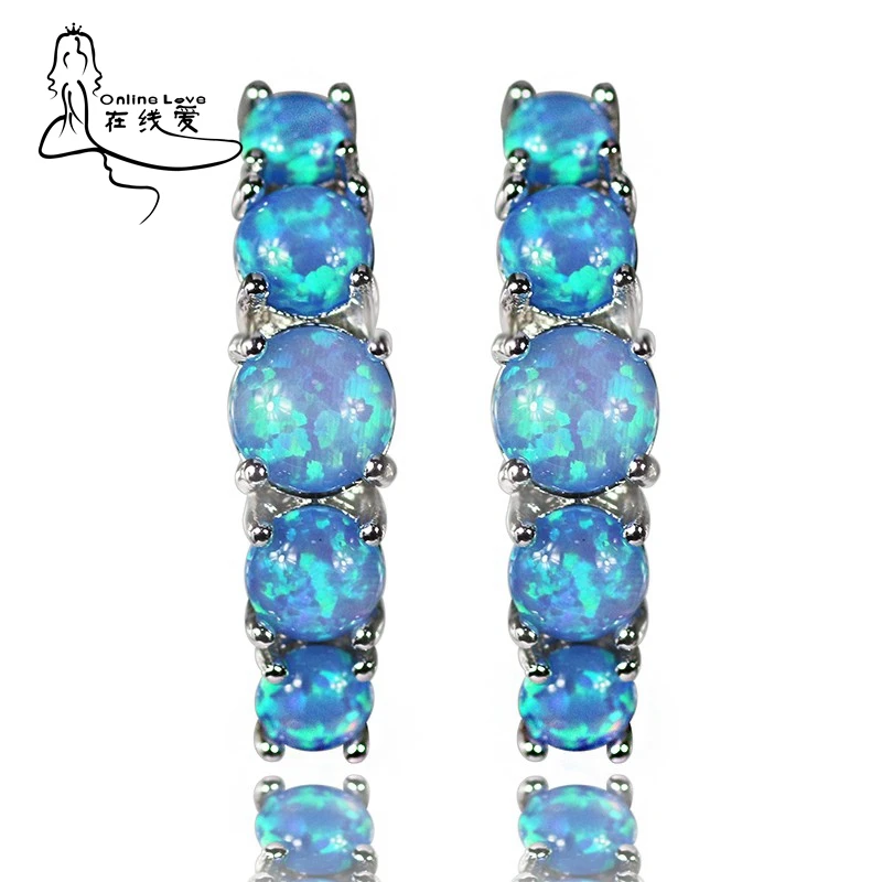 Unique Design Caterpillar Shape Gorgeous Blue Opal Stud Earrings For Women Hot Sale Fashion Jewelry Gift for Lady ER186 | Украшения и