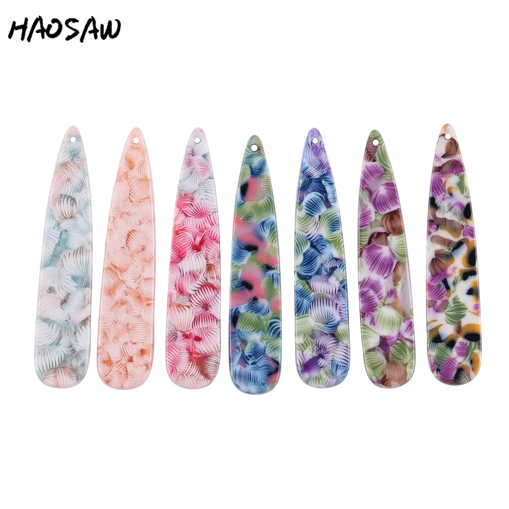 

HAOSAW 11*54MM 4Pcs/Lot Hand Made/Acetic Acid Charm/Long Stick Shape/DIY Jewelry Making/Jewelry Accessories/Earring Findings