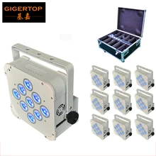 TIPTOP этап Освещение 10 Xlot RGBWA+ УФ Slim LED PAR свет 9x18 Вт 6in1 светодиоды Беспроводной Тип батареи+ QI Беспроводная зарядка кейс 10 в 1