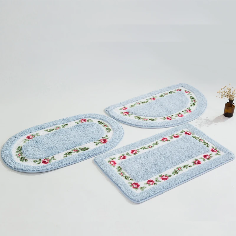 

Pastoral Style Floor Carpet Bath Mat Multi Size Oval Mat For Home Decor Anti-slip Bathroom Carpets Household Kitchen Rug Doormat