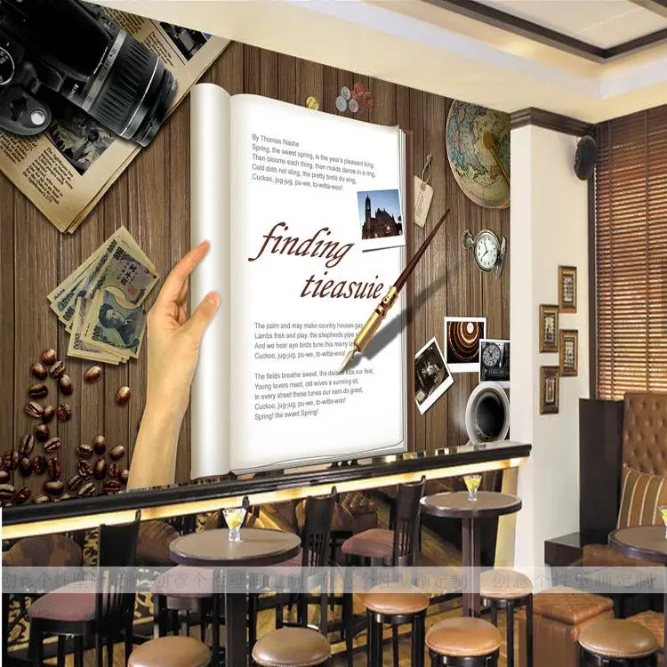 

Free Shipping retro wooden mural Cafe KTV living room sofa Leisure Center background wallpaper mural