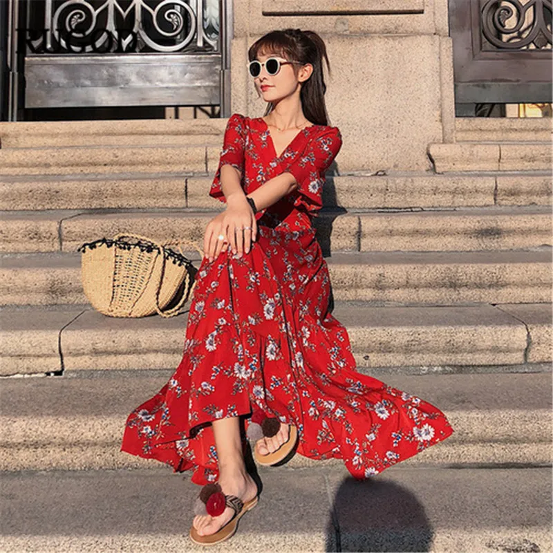 womens red summer dresses