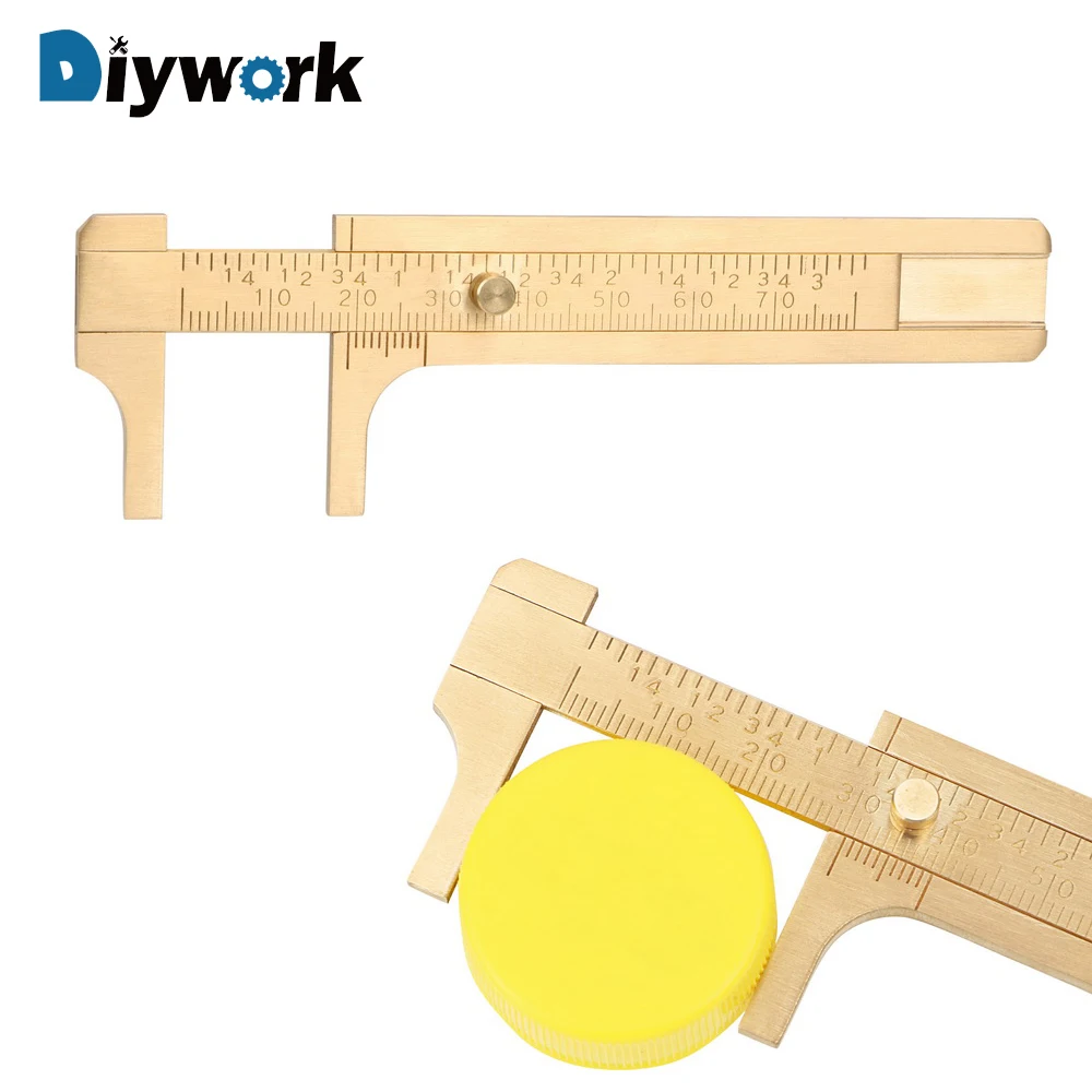 

DIYWORK 80mm/3.15" Brass Sliding Gauge Ruler Micrometer Mini Sliding DIY Vernier Caliper Precision Measurement Tool Pocket Size