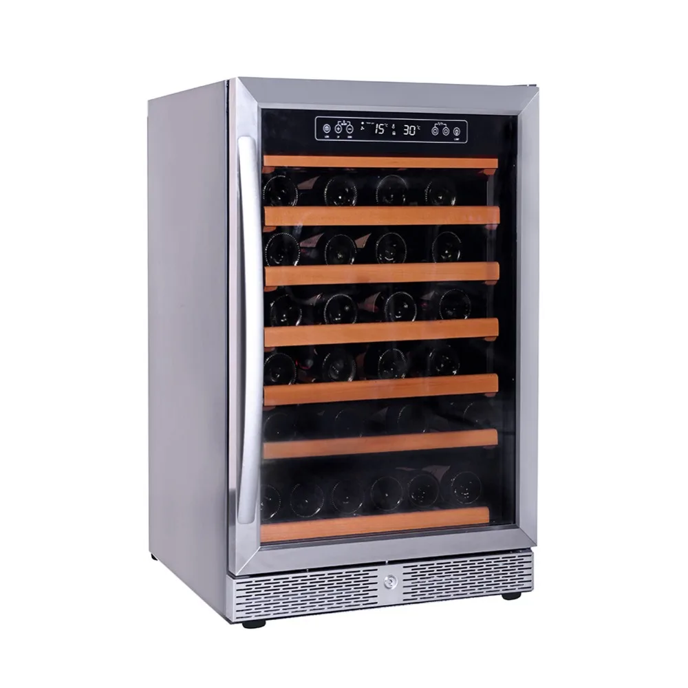 Summit SWC1380D 24 Dual Zone Wine Cooler with 122 Bottle Capacity LED Lighting Factory Installed Lock Active Carbon Filter in Stainless
