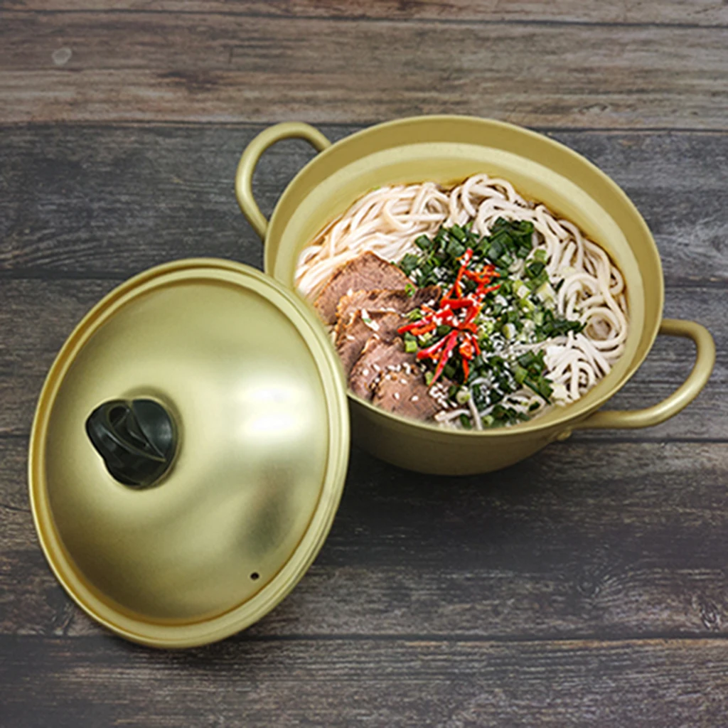 

The Living Easy Korean Ramyun Noodle Pot, Korea Stretched Noodles pot Instant Noodles Super popular cooker,Yellow Aluminum