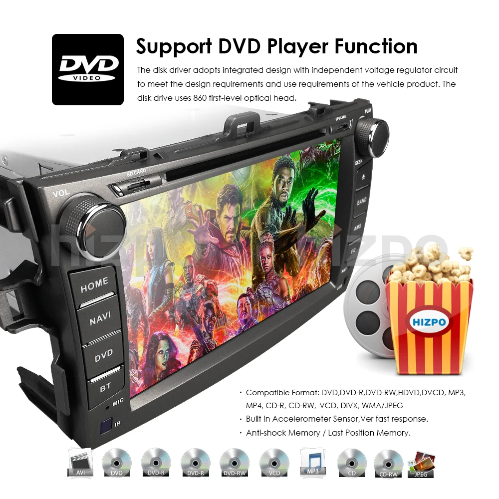 Discount 8 Inch Touch Screen GPS Stereo iPhone Music/AM FM Radio/SWC/Bluetooth/3G/AV-IN 8G Map Card RearCamera for Toyota Corolla 2007-11 2