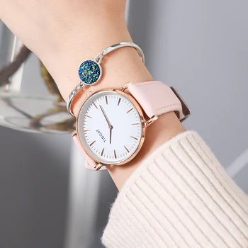

Dropshipping High Quality Rose Gold Dial Watch Men Leather Waterproof Wristwatch Women Dress Fashion Japan Quartz Movement Saat