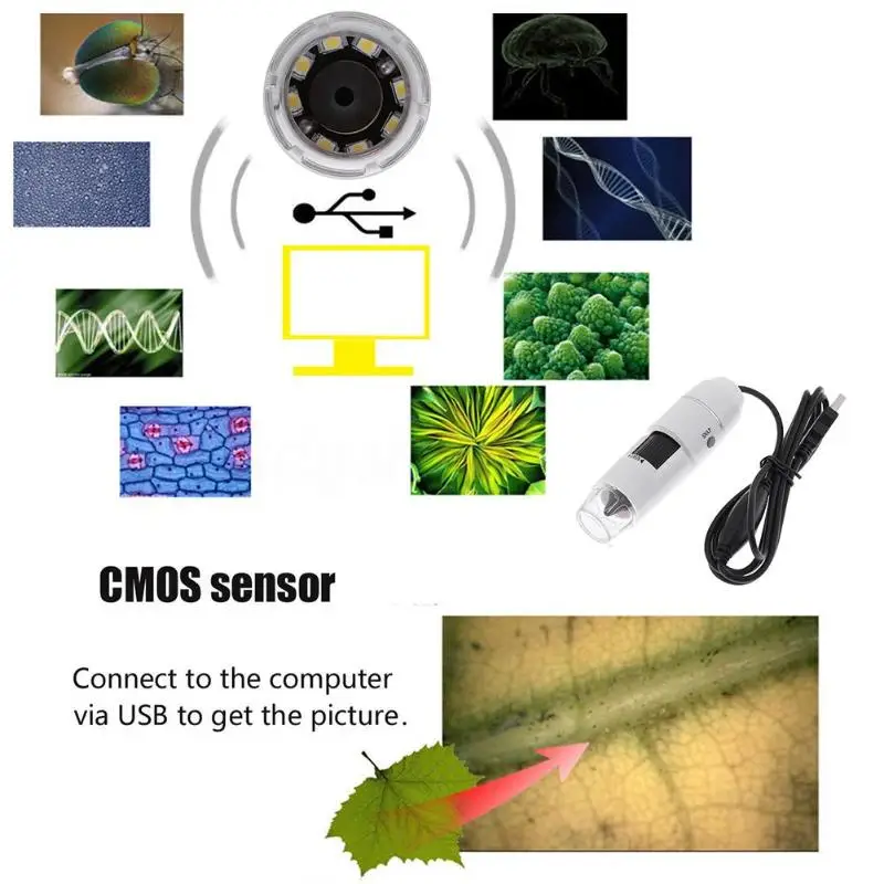 8 LED 1000X USB DIGITAL MICROSCOPIO ENDOSCOPIO LUPA SOPORTE DE CáMARA DE VíDEOBE
