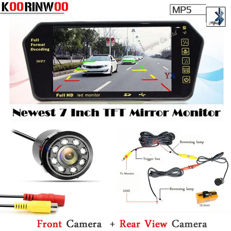 

3 in 1 Hight Resolution Vehicle 7" Monitor Mirror Bluetooth MP5/MP4 FM HD Car Rear view camera Front camera Form Parking System