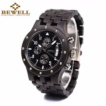 BEWELL Multifunction Mens Watches Top Brand Luxury Wooden Wristwatch with Date Display Sport Stopwatch Relogio Masculino 109D