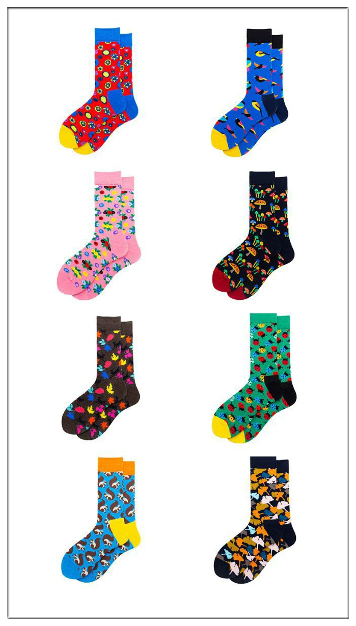 Новые женские хлопковые цветные модные повседневные носки с рисунками животных и цветов высокого качества, 5 пар