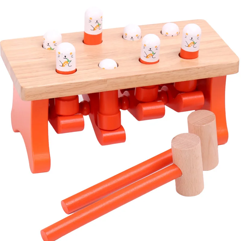 Обучающая игрушка для детей, обучающая игрушка Монтессори, деревянный молоток, игрушка, ударяющая хомяка, детская игрушка для создания мышц, ответная способность, поезд