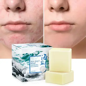 

100g Handmade Sea Salt Soap Cleaner Removal Pimple Pores Acne Treatment Goat Milk Moisturizing Whitening Face Care Wash Soap
