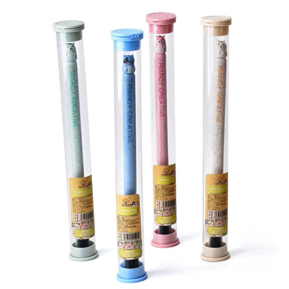 Прямая Поставка взрослые дети экологически чистые бамбуковые чашки для Зубная щётка природный уголь низкая углеродный нейлоновый Защита окружающей среды деревянная зубная щетка "Радуга"