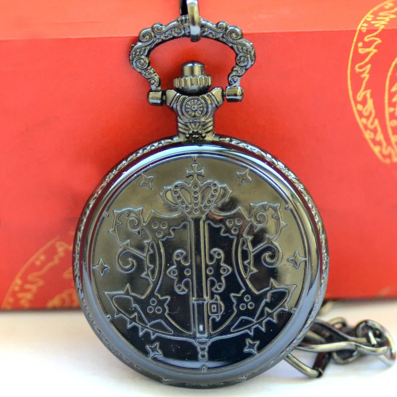 Винтажные черные карманные часы в стиле стимпанк с кварцевым necklace ем карманные часы с цепочкой мужские и женские часы
