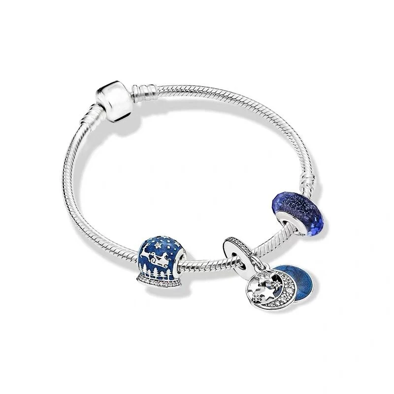 

JEM 100% 925 sterling silver jewelry with 1:1 Pandora bracelet original simple sky series DIY beads valentine's day gifts