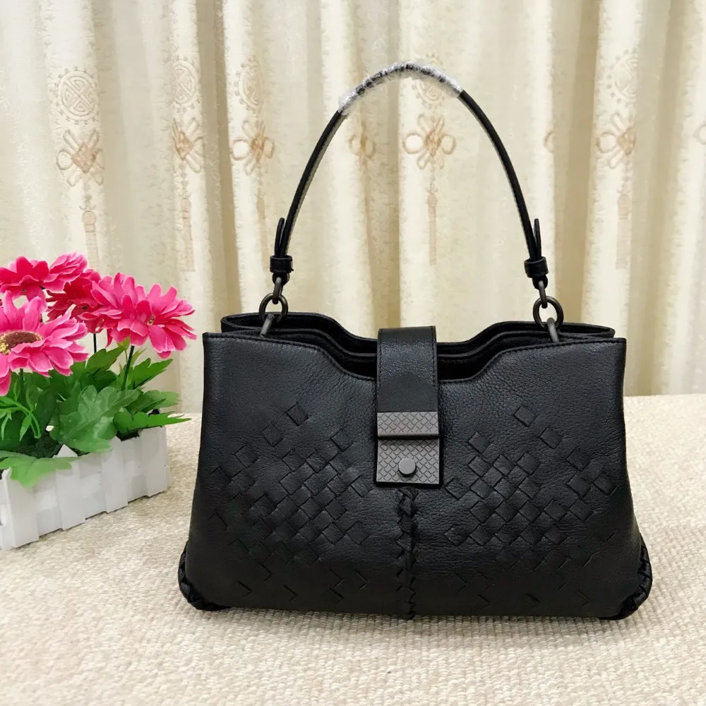 

2018 Newest Women's Genuine Leather Handbags Top Quality Female Single Shoulder Bags Sheepskin Woven Handmade Ladies Totes Bag
