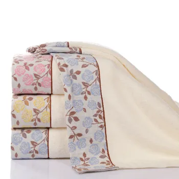 

70x140cm 100% Cotton Rose Flower Jacquard Thicken Absorbent Women Beach Towel Soft Bathroom Bath Towel For Lady