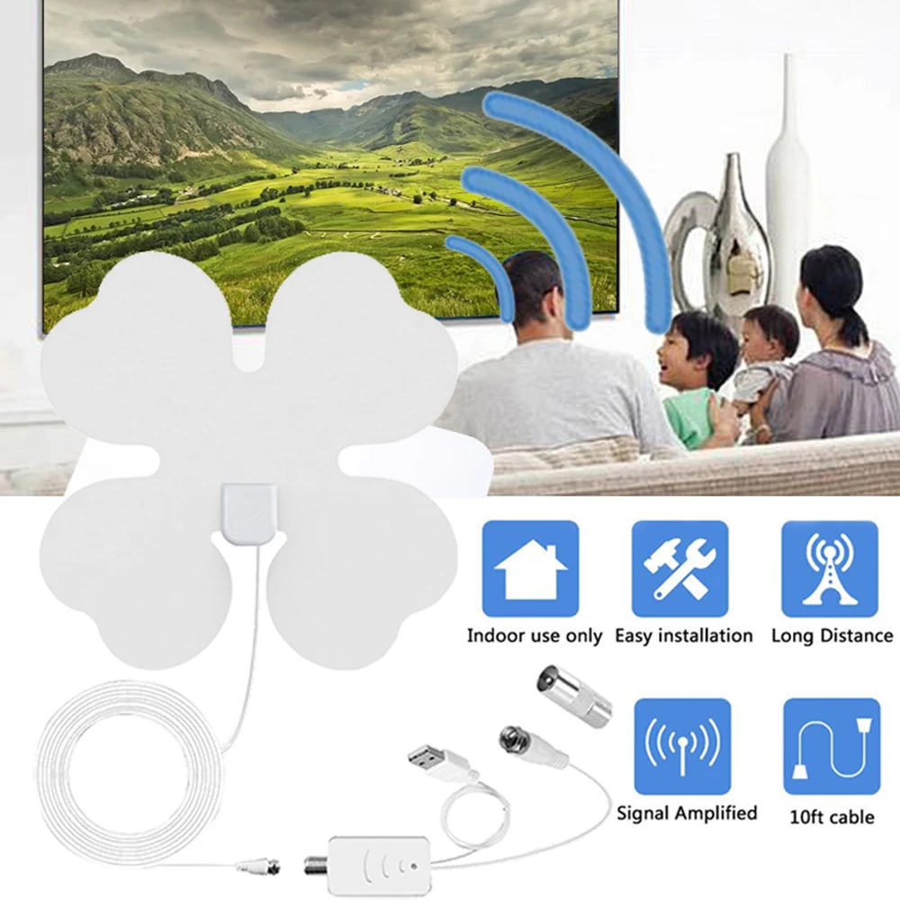 AH-LINK Белый HD 4k Крытый Freeview ТВ радиус Antena HD ТВ цифровой ТВ Surf сигнальный ресивер DVB-T DVB-T2 с усилитель сигнала