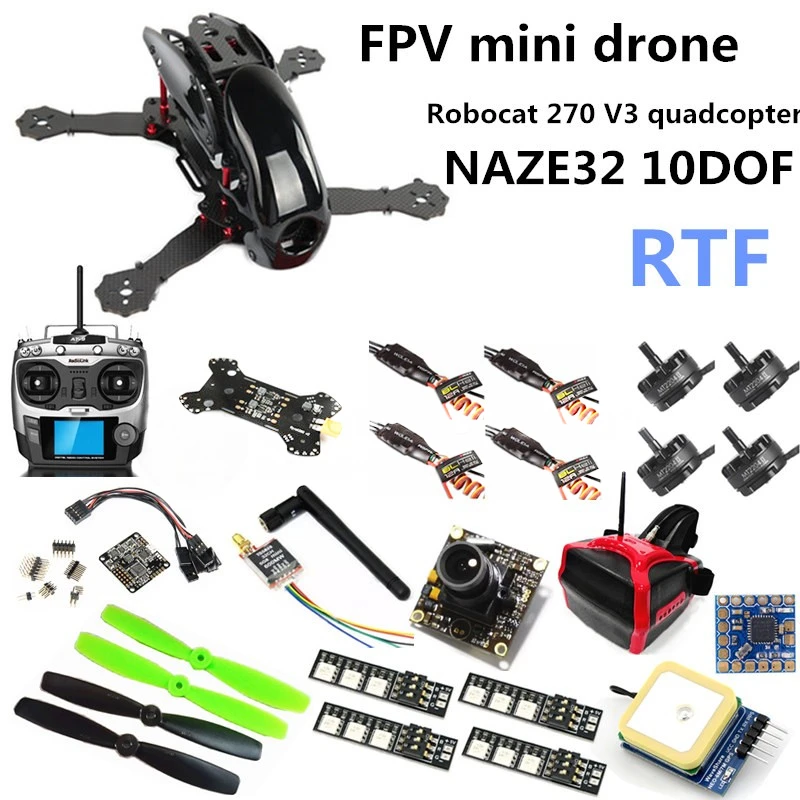 FPV мини-Дрон с камерой R270 NAZE32 10DOF + 2204II 2300KV мотор AT9 пульт дистанционного управления