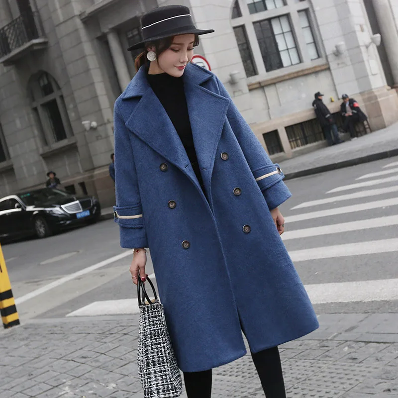 

KMETRAM 2019 Winter Wool Blue Coat Women Woolen Thick Jacket Female Autumn Korean Loose Coats Warm Jackets Abrigo Mujer MY624