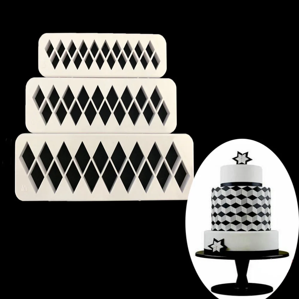 

Geometric Diamond Plastic Mould Fondant Embossed Cake Mould Chocolate Fudge Tool 020015