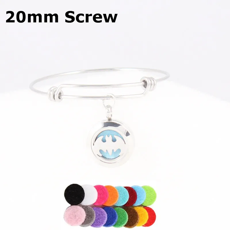 20mm Bat Essential Oils Diffuser Locket Bracelet Stainless Steel