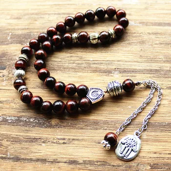 8mm brown tiger eye Stone bead Round Shape 33 Prayer Beads Islamic Muslim Tasbih Allah
